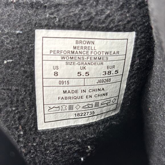 Merrell Dewbrook Boots Size 8 Brown Leather Insulated Waterproof Winter Side Zip - Picture 6 of 12